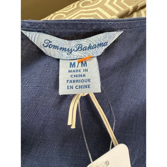 NWT Tommy Bahama Two Palms Linen T-Shirt Dress Navy Sz M Casual Summer Resort - Picture 6 of 10